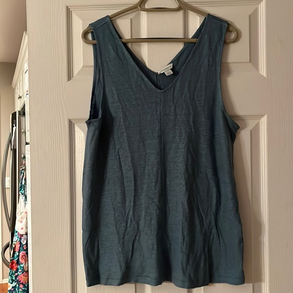 Sundance Tops - Sundance Blue Linen V-neck Tank Size XL